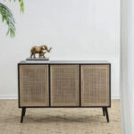 Traec Μπουφές Ξύλινος Μαύρος με 3 Πόρτες Φυσικού Χρώματος (120x38.5x78)cm