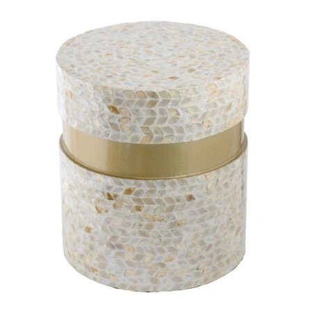 Artekko Τραπεζάκι Λευκό Με Χρυσό (35x35x40)cm