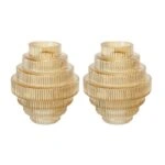 Artekko Fluted Κίτρινο Ημιδιάφανο Διακοσμητικό Βάζο με Ραβδώσεις (15x15x17)cm 2pcs