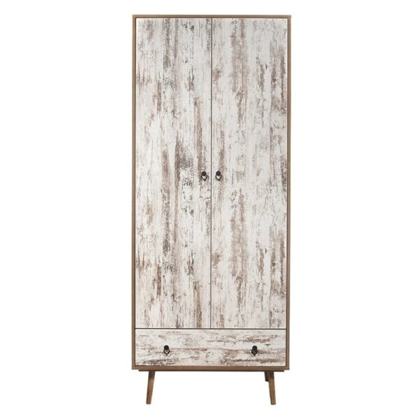 Khrisna MDF Ντουλάπα Λευκή Πατίνα (80x51x198)cm