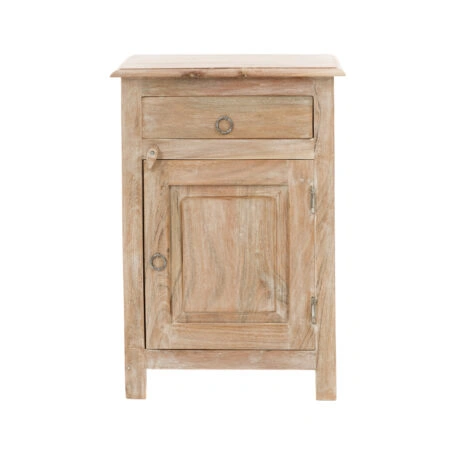 Artekko Bed Side Κομοδινο Ξύλινο Λευκή Πατίνα (45x32x65)cm