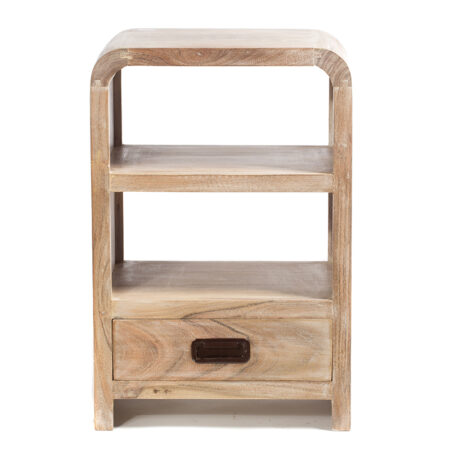 Artekko Κομοδίνο ξύλινο σε λευκή πατίνα (40x30x60)cm