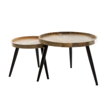 Artekko Τραπεζάκια ζιγκόν σε φυσική απόχρωση στρόγγυλα Σετ/2 (60x60x45)cm (45x45x37)cm