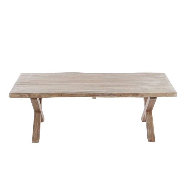 Maokai Τραπέζι Σαλονιού με Χ Πόδια Ξύλινο Λευκή Πατίνα (135x68x45)cm