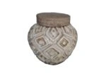 Eshaab Βαζο/Δοχείο με Καπάκι Κεραμικό Μπεζ (14.5x14.5x15)cm