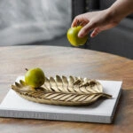 Leaf Διακοσμητική Πιατέλα Φύλλο Ρητίνης Χρυσή