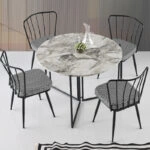 Yaprak Efes Τραπέζι Αναδιπλούμενο MDF με Μεταλλικά Πόδια Άσπρο/Μαύρο (100x100x73)cm