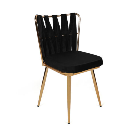 Artekko Kusakli Καρέκλα Βελούδινη Μαύρη με Χρυσό Μεταλλικό Σκελετό (50x55x82)cm