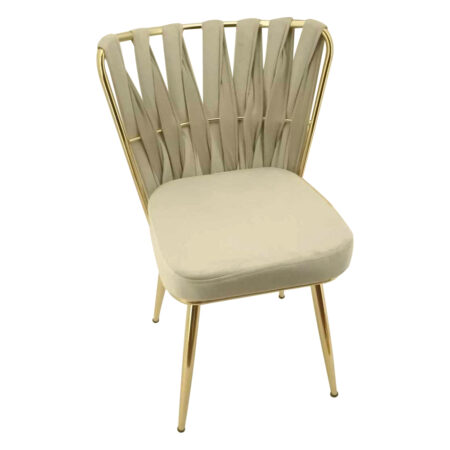 Artekko Kusakli Καρέκλα Βελούδινη Μπεζ με Χρυσό Μεταλλικό Σκελετό (50x55x82)cm