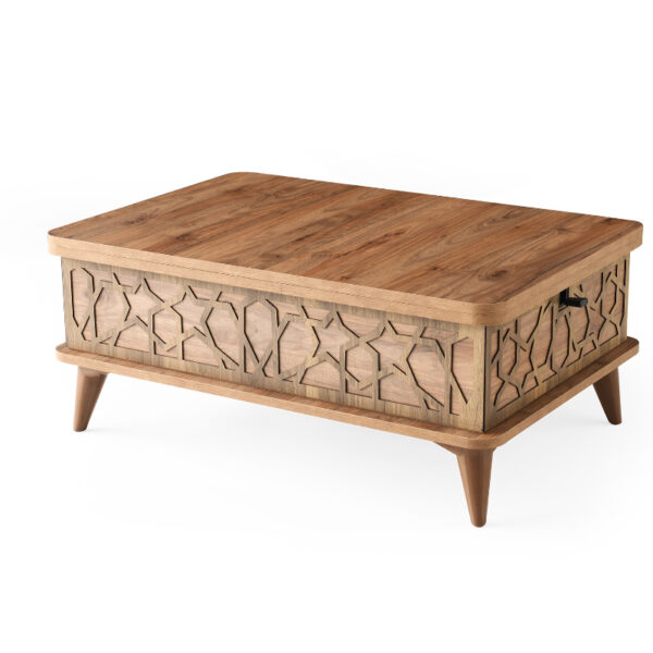 Ada Τραπέζι Σαλονιού Επεκτεινόμενο σε Τραπεζαρία MDF/Μέταλλο Καφέ/Μπεζ (90x60x38)cm (120x90x70)cm