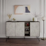 Clara Μπουφές MDF/Μέταλλο Γκρι/Καφέ (145x40x82)cm