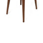 Tuktu Καρέκλα Βελούδινη Εκρού με Καφέ Ξύλινα Πόδια (50x55x88)cm