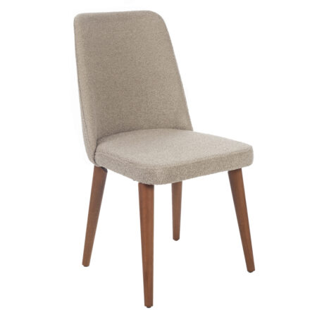 Artekko Milano Καρέκλα με Ξύλινο Καφέ Σκελετό και Μπεζ Μπουκλέ Ύφασμα (48x60x90)cm