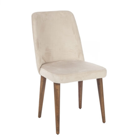 Artekko Milano Καρέκλα με Ξύλινο Καφέ Σκελετό και Μπεζ Βελούδο (48x60x92)cm