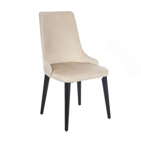 Artekko Rio Καρέκλα με Ξύλινο Μαύρο Σκελετό και Μπεζ Βελούδο (52x65x93)cm