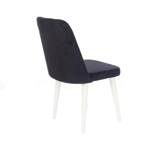 Lisbon Καρέκλα με Ξύλινο Λευκό Σκελετό και Μαύρο Βελούδο (48x60x92)cm