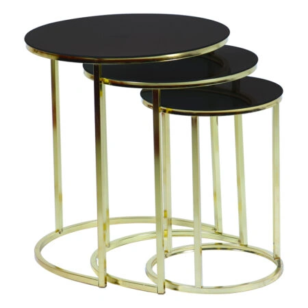 Artekko Juft Μεταλλικά Τραπεζάκια Ζιγκόν Σετ 3 Τεμάχια (50x50x58)cm