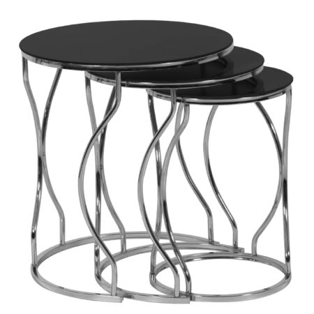 Artekko Chaup Μεταλλικά Τραπεζάκια Ζιγκόν Σετ 3 Τεμάχια (50x50x58)cm