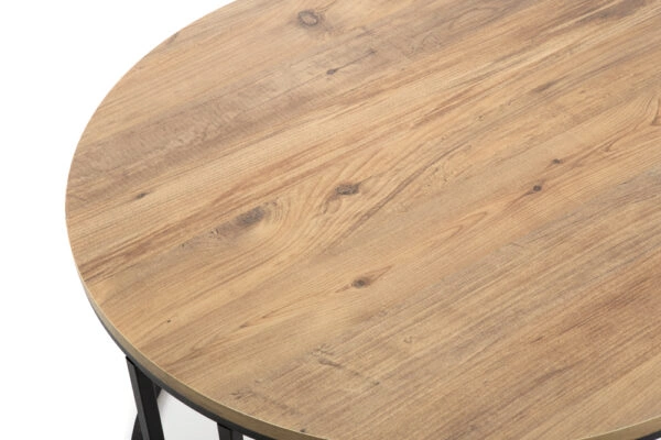 Τραπέζι σαλονιού μεταλλικό Μαύρο Φ75x45 με Ξύλινο καπάκι