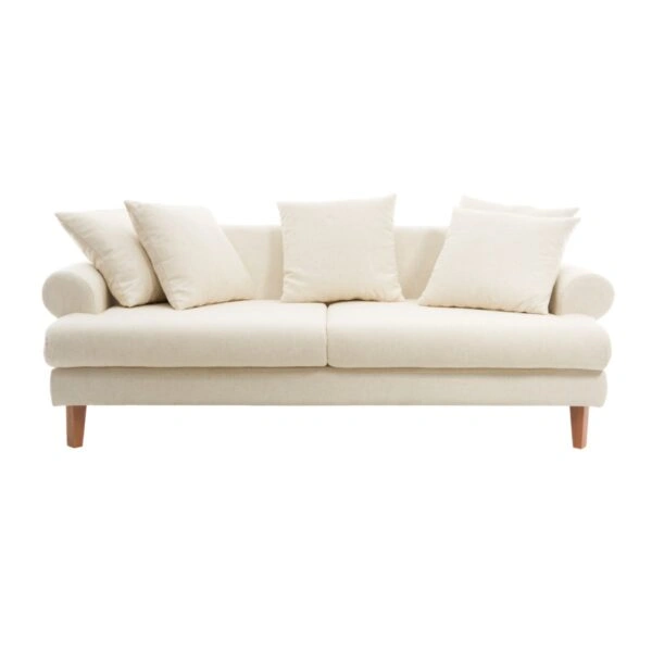 Uk Sofa Καναπές Τριθέσιος Υφασμάτινος Λευκό (210x100x75)cm