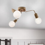 Φωτιστικό οροφής Salvi E27 μεταλλικό τρίφωτο χρώμα χρυσό 44x44x10εκ.