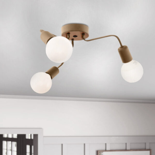 Φωτιστικό οροφής Salvi E27 μεταλλικό τρίφωτο χρώμα χρυσό 44x44x10εκ.