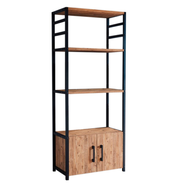 Έπιπλο κουζίνας Agero μεταλλικό - μελαμίνης χρώμα μαύρο - pine oak 56,1x30x138,3εκ.