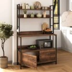 Έπιπλο κουζίνας Severo  μεταλλικό - μελαμίνης χρώμα μαύρο - καπνιστή καρυδιά 101x36x160εκ.