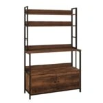 Έπιπλο κουζίνας Severo  μεταλλικό - μελαμίνης χρώμα μαύρο - καπνιστή καρυδιά 101x36x160εκ.