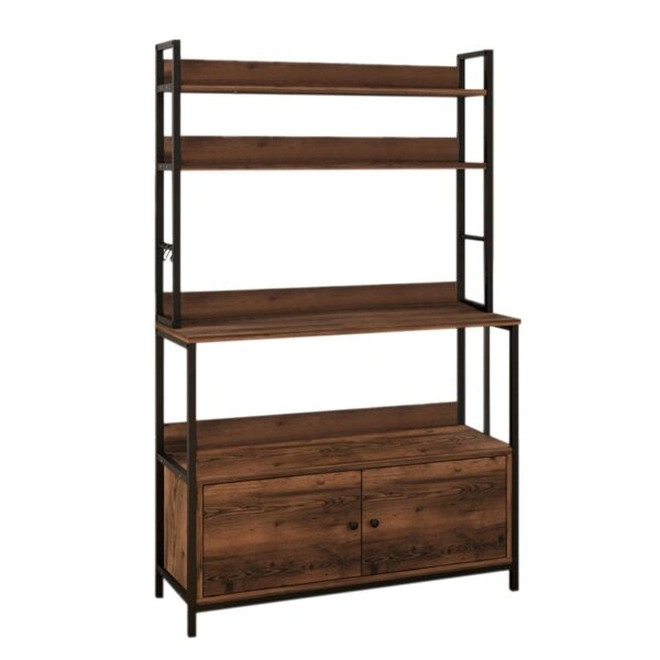 Έπιπλο κουζίνας Severo  μεταλλικό - μελαμίνης χρώμα μαύρο - καπνιστή καρυδιά 101x36x160εκ.