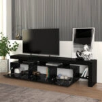 Έπιπλο τηλεόρασης Acnes χρώμα μαύρο - μαύρο εφέ μαρμάρου 220x40x52εκ.