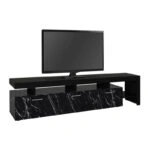 Έπιπλο τηλεόρασης Acnes χρώμα μαύρο - μαύρο εφέ μαρμάρου 220x40x52εκ.