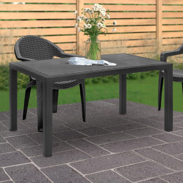 Τραπέζι πολυπροπυλενίου Kalan χρώμα ανθρακί 150x90x75εκ.