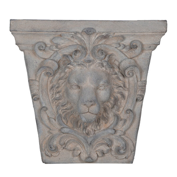 Κασπώ τσιμεντένιο τοίχου με ανάγλυφη κεφαλή λιονταριού 59x18x56cm