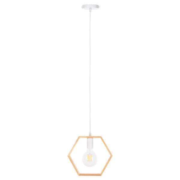 ΦΩΤΙΣΤΙΚΟ ΟΡΟΦΗΣ ΚΡΕΜΑΣΤΟ HM4070 ΞΥΛΙΝΟ ΕΞΑΓΩΝΟ ΚΑΠΕΛΟ-ΛΕΥΚΟ ΚΑΛΩΔΙΟ 25,5Χ122,5Υ