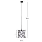 ΦΩΤΙΣΤΙΚΟ ΟΡΟΦΗΣ ΚΡΕΜΑΣΤΟ HM4106 ΜΑΥΡΟ ΜΕΤΑΛΛΟ-ΛΕΥΚΟ ΣΥΝΘΕΤΙΚΟ ΥΦΑΣΜΑ Φ25x120Υεκ.