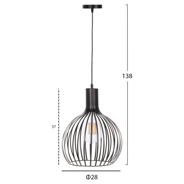 ΦΩΤΙΣΤΙΚΟ ΟΡΟΦΗΣ ΚΡΕΜΑΣΤΟ HM4164 ΜΑΥΡΟ ΜΕΤΑΛΛΙΚΟ ΚΑΠΕΛΟ Φ28x138Υεκ.