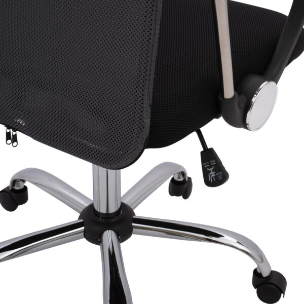 ΚΑΡΕΚΛΑ ΓΡΑΦΕΙΟΥ CABLE HM1000.10 ΜΑΥΡΟ ΓΚΡΙ MESH ΠΟΔΙ ΧΡΩΜΙΟΥ 61x58x118 εκ.