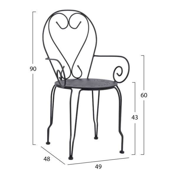 ΚΑΡΕΚΛΑ ΠΟΛΥΘΡΟΝΑ ΜΕΤΑΛΛΙΚΗ AMORE ΜΑΥΡΗ HM5008.11 49x48x90 εκ.