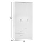 ΝΤΟΥΛΑΠΑ 3ΦΥΛΛΗ ME 2 ΣΥΡΤΑΡΙΑ CAESAR HM340.05 ΛΕΥΚΗ 89x42,5x181 εκ.