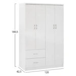 ΝΤΟΥΛΑΠΑ 4ΦΥΛΛΗ ME 2 ΣΥΡΤΑΡΙΑ BLAKELY HM339.05 ΛΕΥΚΗ 120Χ42,5Χ180,5 εκ.