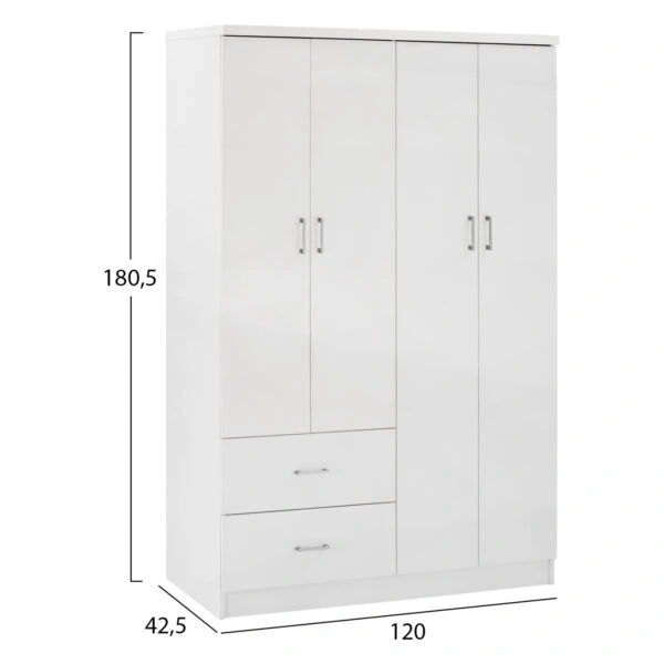 ΝΤΟΥΛΑΠΑ 4ΦΥΛΛΗ ME 2 ΣΥΡΤΑΡΙΑ BLAKELY HM339.05 ΛΕΥΚΗ 120Χ42,5Χ180,5 εκ.