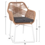 ΠΟΛΥΘΡΟΝΑ TOPIN HM6048.01 ΑΛΟΥΜΙΝΙΟ ΛΕΥΚΟ-P.E. RATTAN ΑΝΟΙΧΤΟ ΚΑΦΕ-ΜΑΞΙΛΑΡΙ ΓΚΡΙ 58x60x83Υ εκ