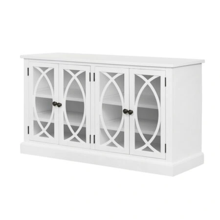 ARTEKKO Μπουφές λευκός με 4 πόρτες και τζάμι (140x49x80)cm