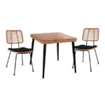 ΣΕΤ 3ΤΜΧ ALLEGRA WICKER ΜΕ ΤΡΑΠΕΖΙ 80X80Χ78Υ ΜΠΕΖ & ΜΑΥΡΟ ΧΡΩΜΑ HM10485