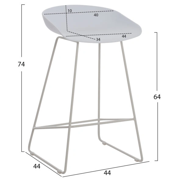 ΣΚΑΜΠΟ ΜΠΑΡ ΛΕΥΚΟ ΜΕΣΑΙΟΥ ΥΨΟΥΣ HM9299.01 44x44x74 εκ.