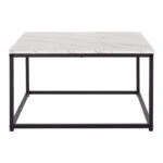 ΤΡΑΠΕΖΙ ΣΑΛΟΝΙΟΥ BRAYLEN HM8942.12 ΜΕΛΑΜΙΝΗ ΛΕΥΚΟ ΜΑΡΜΑΡΟ-ΜΑΥΡΗ ΒΑΣΗ 75x75x43Υεκ.