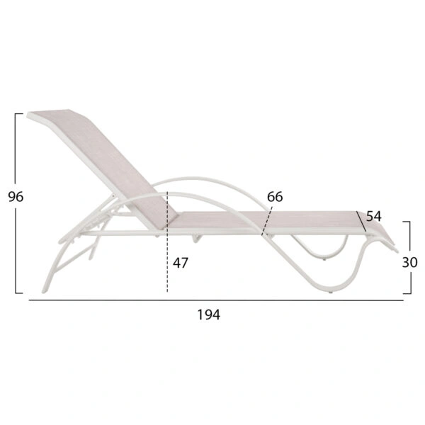 ΞΑΠΛΩΣΤΡΑ ΑΛΟΥΜΙΝΙΟΥ WAKANA  ΛΕΥΚΗ ΜΕ TEXTLINE ΕΚΡΟΥ HM5133.02 194x54-66x30 cm.