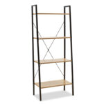 Βιβλιοθήκη- Ραφιέρα Ramon  φυσικό-μαύρο 60x23x145,5εκ