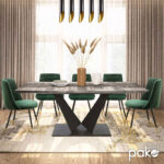 Τραπέζι Gordon επεκτεινόμενο γκρι cement- πόδι μαύρο μέταλλο 160-200x90x75εκ